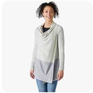 Merino Wool Light Gray Edgewood Wrap Sweater
